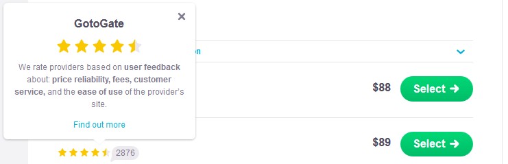 skyscanner - agent rating explanation