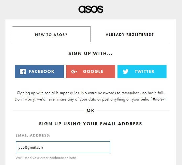 אסוס - asos - הרשמה