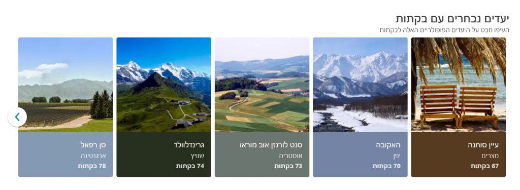 בוקינג יעדים נבחרים